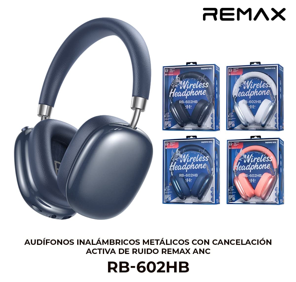 Audífonos Inalámbricos Metálicos con Cancelación Activa de Ruido Remax ANC RB-602HB