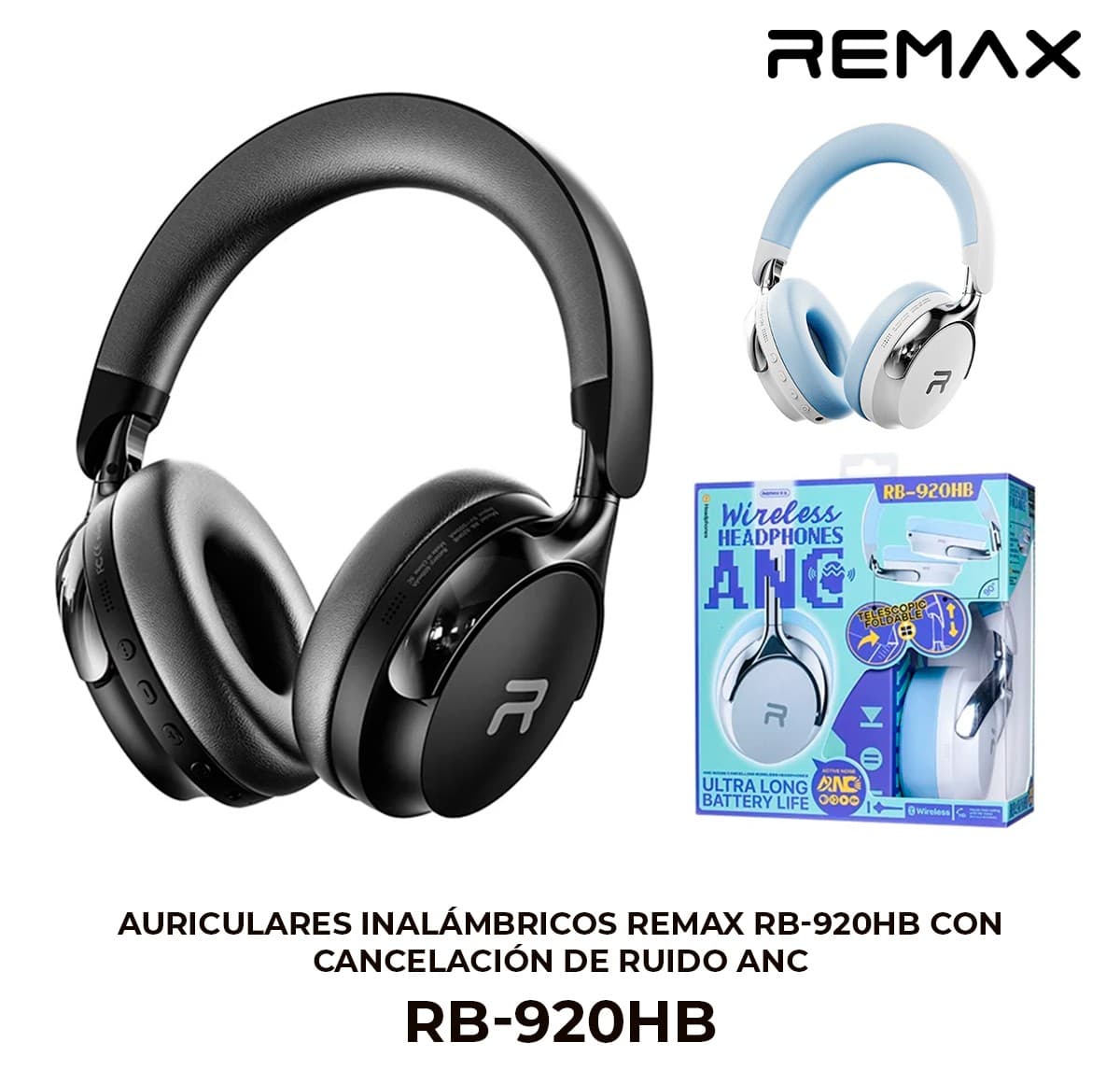 Auriculares Inalámbricos REMAX RB-920HB con Cancelación de Ruido ANC