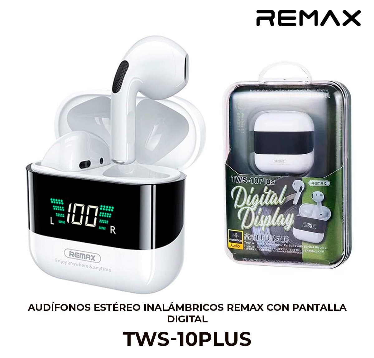 Audífonos Estéreo Inalámbricos Remax con Pantalla Digital