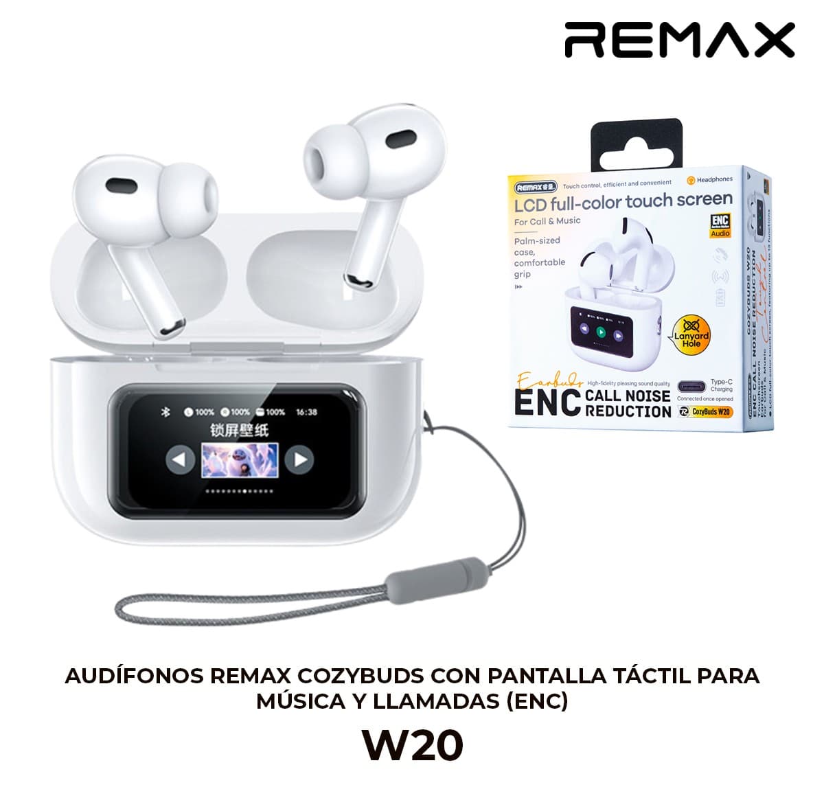 Audífonos REMAX CozyBuds con Pantalla Táctil para Música y Llamadas (ENC)