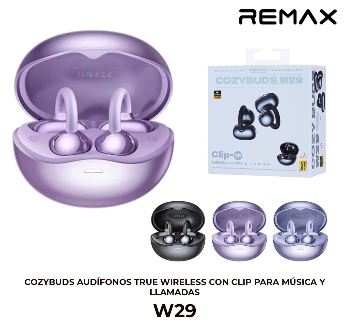 CozyBuds Audífonos True Wireless con Clip para Música y Llamadas