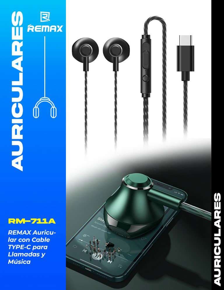 Remax Auricular con Cable Type-C para Llamadas y Música