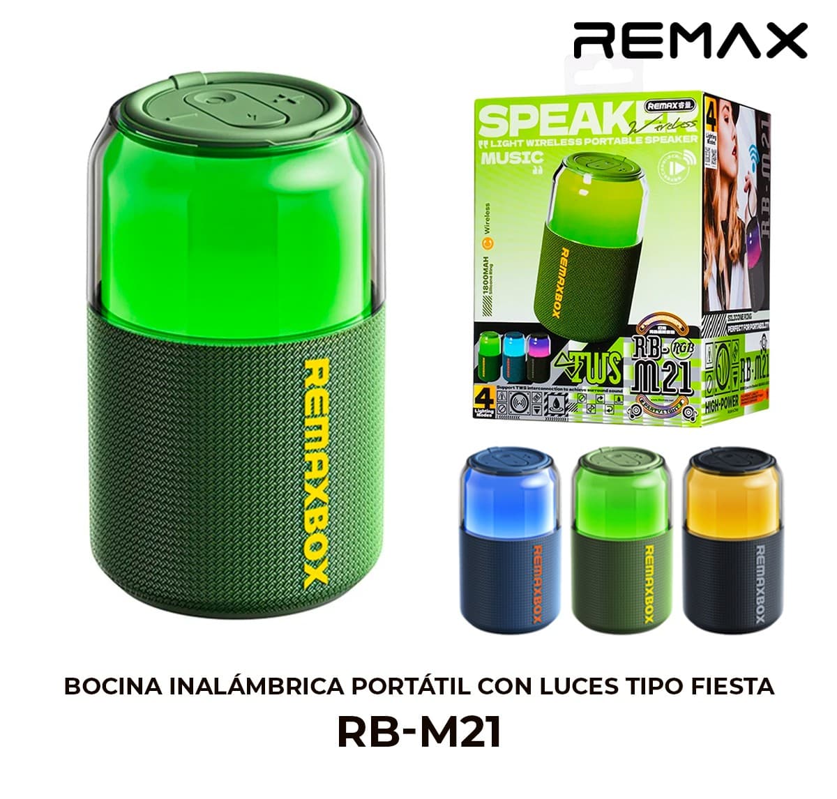 Bocina Inalámbrica Portátil con Luces Tipo Fiesta