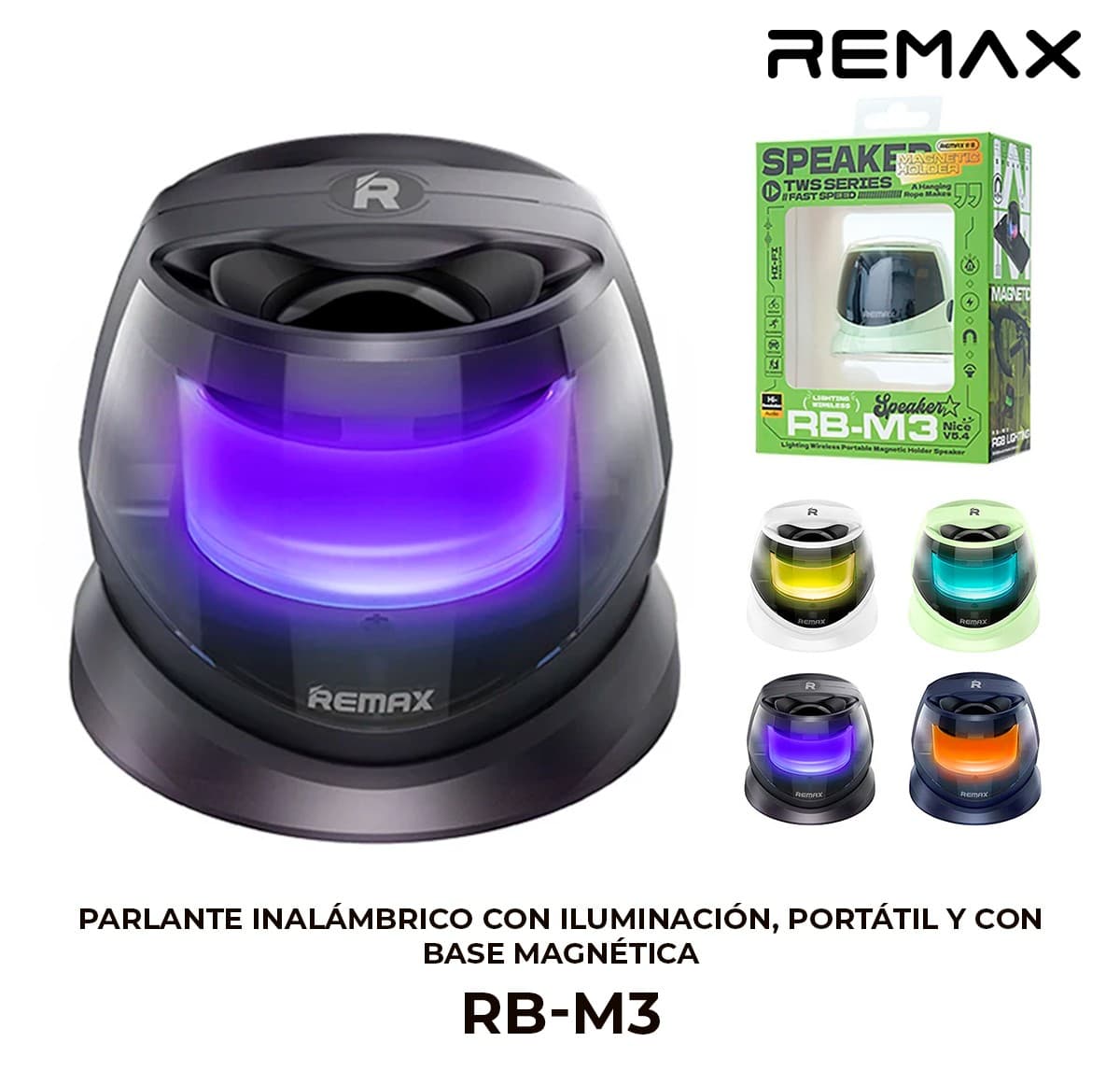 Parlante Inalámbrico con Iluminación, Portátil y con Base Magnética