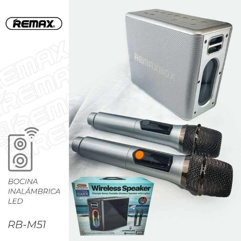 Remax Bocina Inalámbrica LED con 2 Micrófonos Karaoke