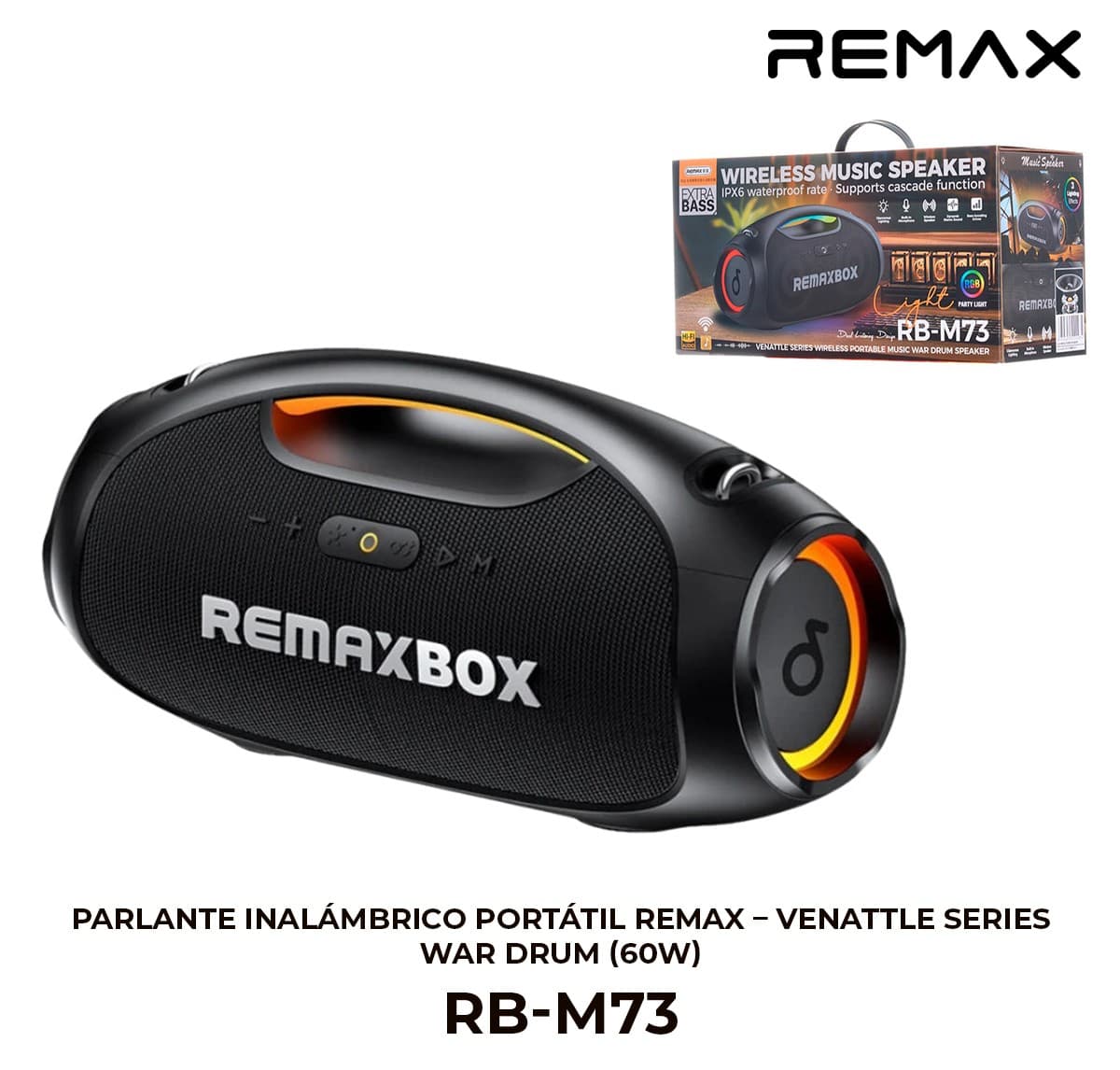 Parlante Inalámbrico Portátil REMAX — Venattle Series War Drum 60W