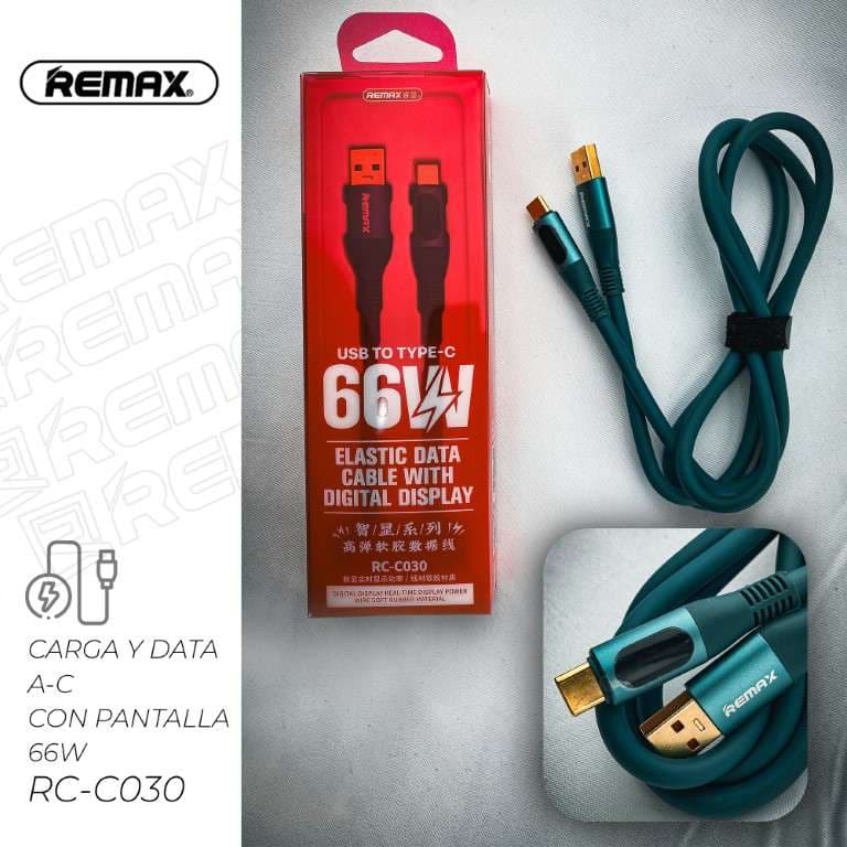 Remax Cable de Carga y Data A-C con Pantalla Digital 66W