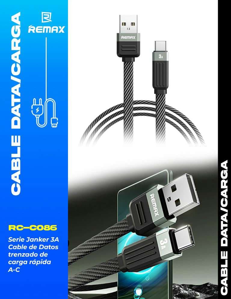 Remax Janker Series 3A Cable de Datos Trenzado de Carga Rápida (A-C)
