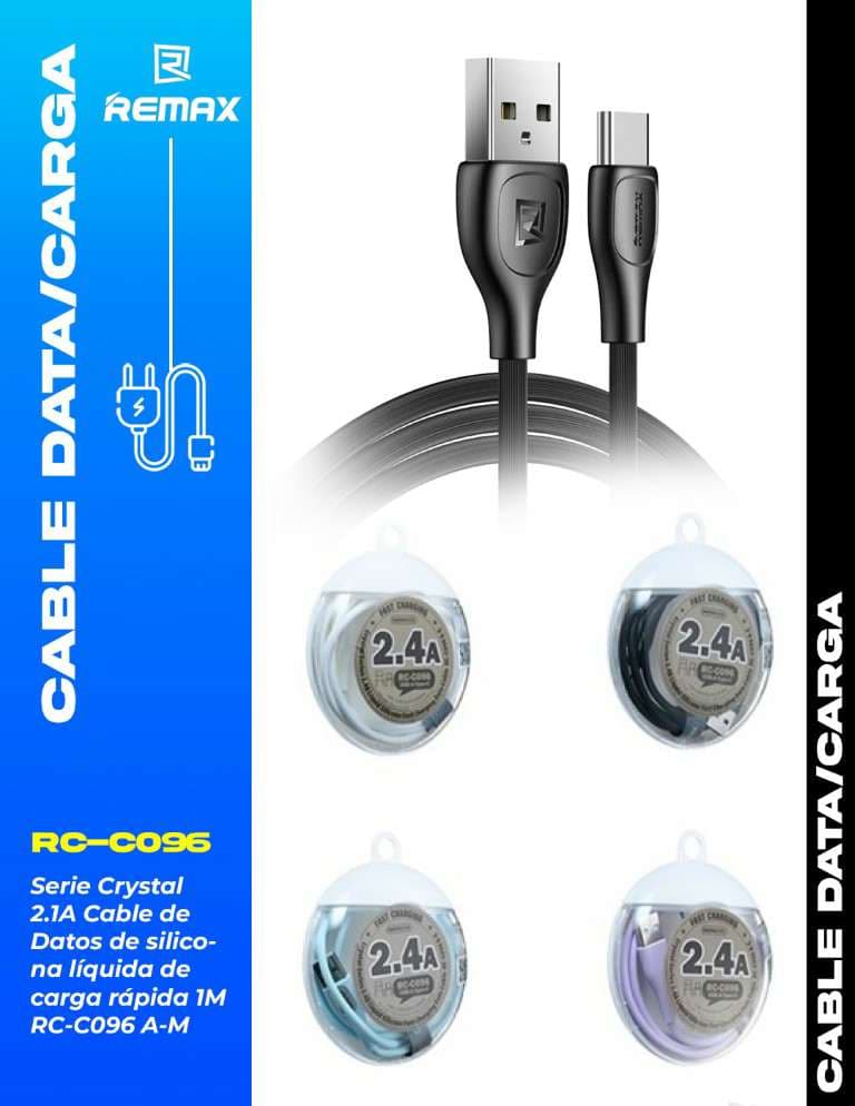 Remax Crystal Series 2.1A Cable de Datos de Silicona Líquida de Carga Rápida 1m (A-Micro USB)