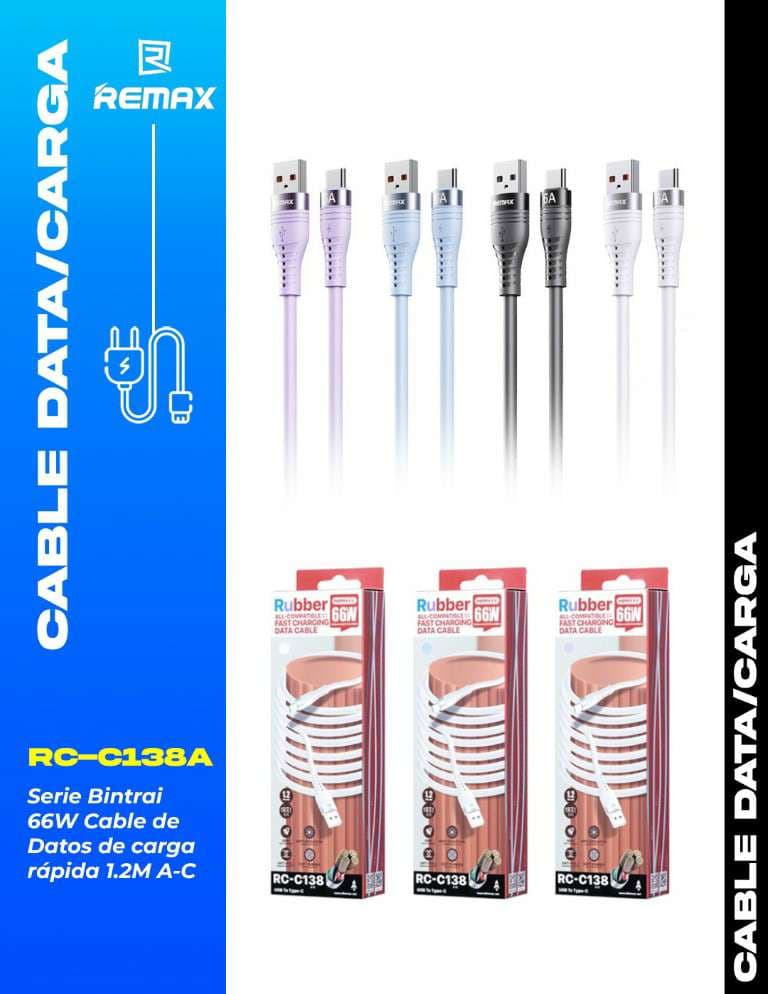 Remax Bintrai Series 66W Cable de Datos de Carga Rápida 1.2m (A-C)