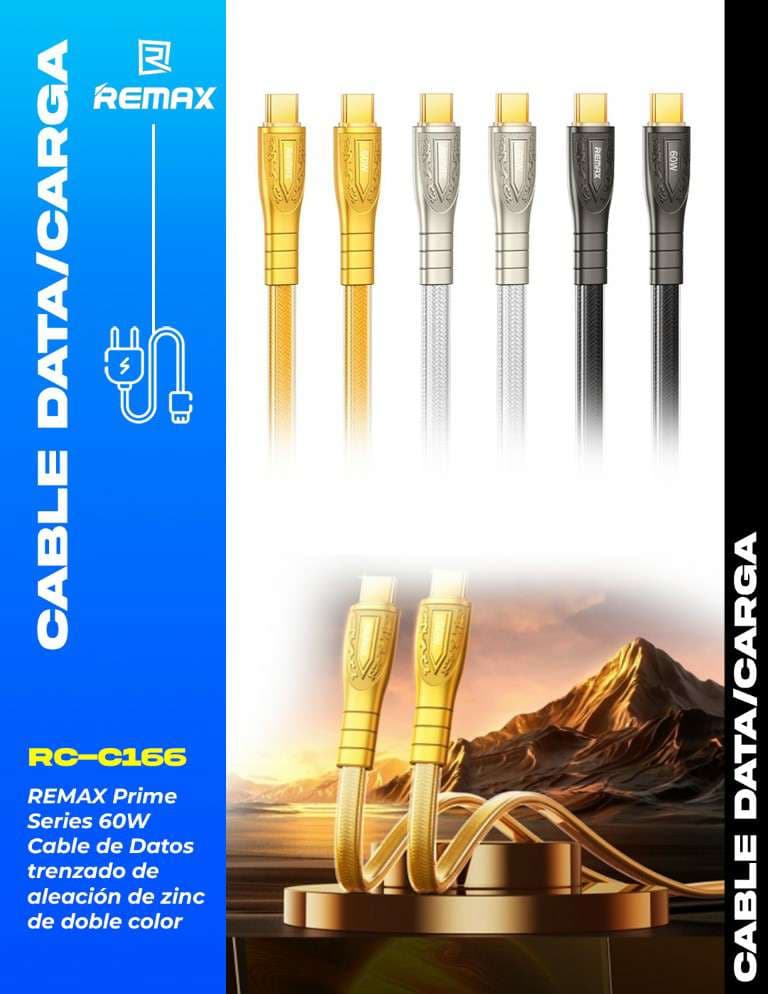Remax Prime Series 60W Cable de Datos Trenzado de Aleación de Zinc de Doble Color