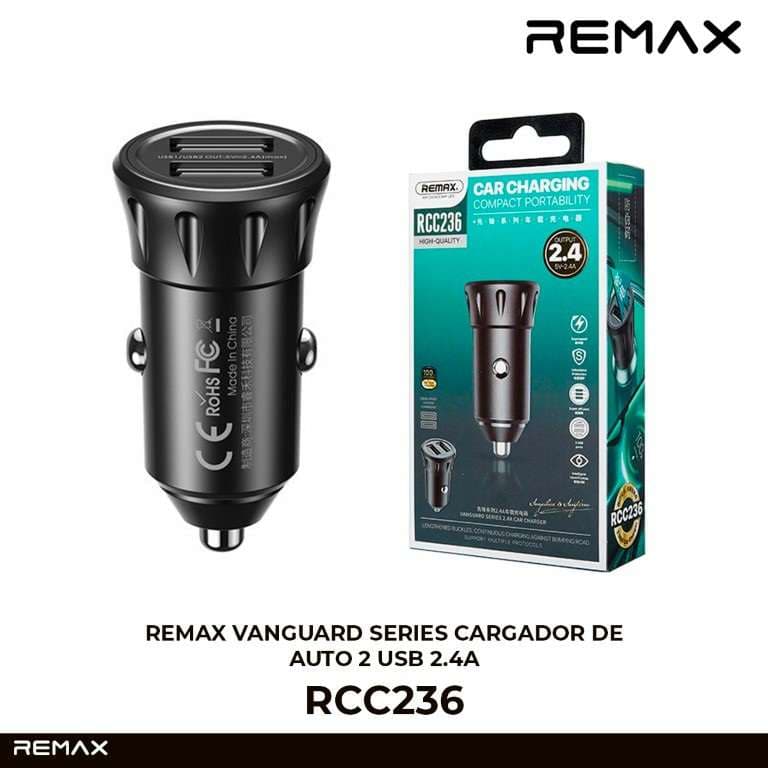 Remax Vanguard Series Cargador de Auto 2 USB 2.4A