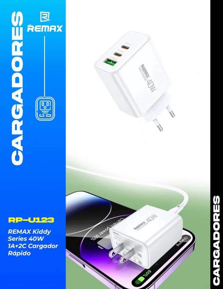 Remax Kiddy Series 40W (1A+2C) Cargador Rápido