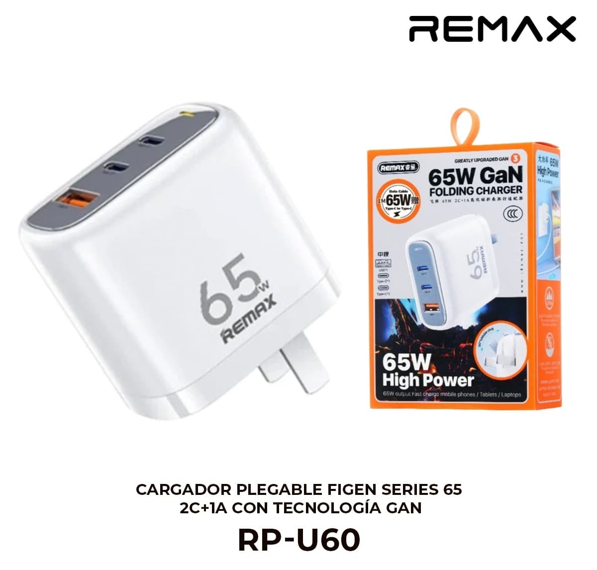 Cargador de Pared Plegable Figen Series 65W GaN (2C+1A)