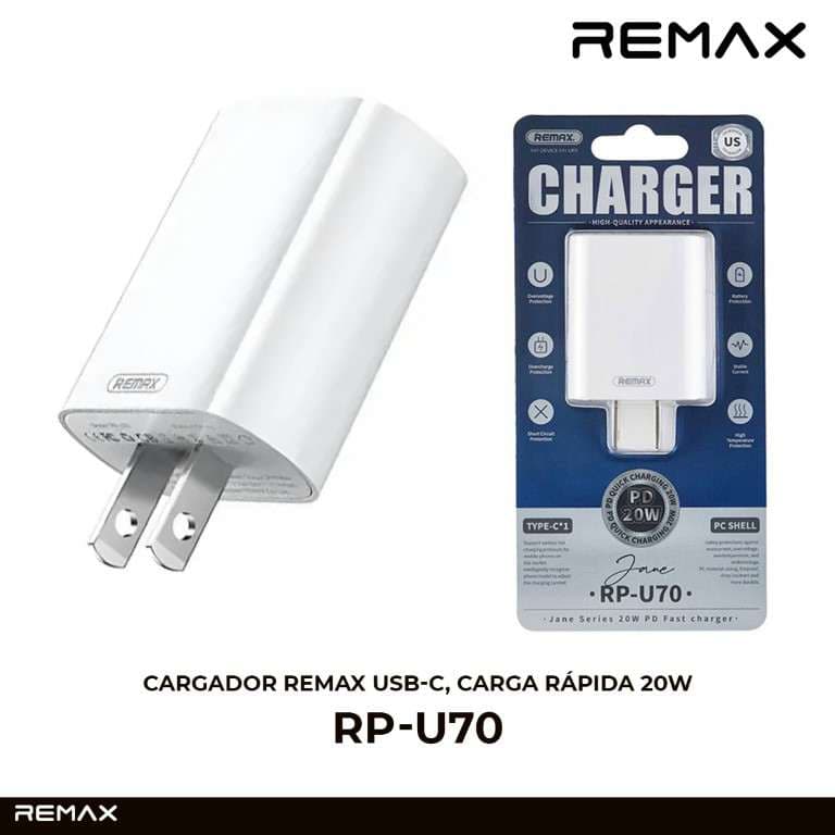 Remax Jane Series Cargador USB-C, Carga Rápida 20W