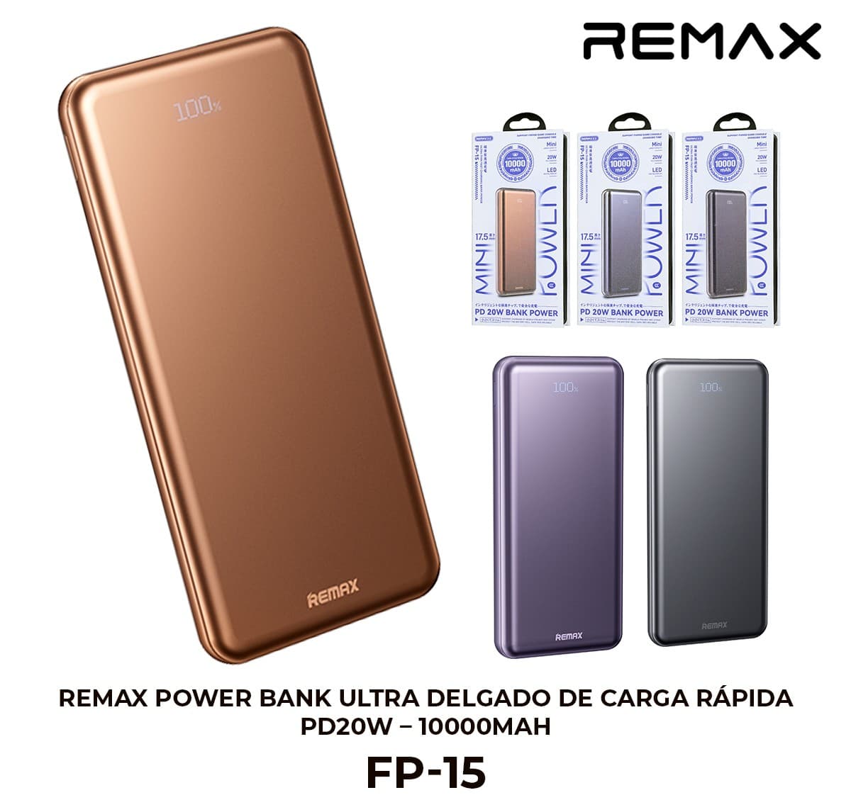 Remax Power Bank Ultra Delgado de Carga Rápida PD20W - 10000mAh