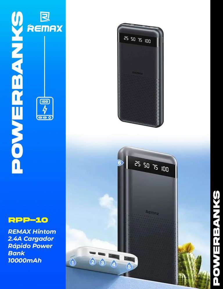 Remax Hintom 2.4A Cargador Rápido Power Bank 10000mAh