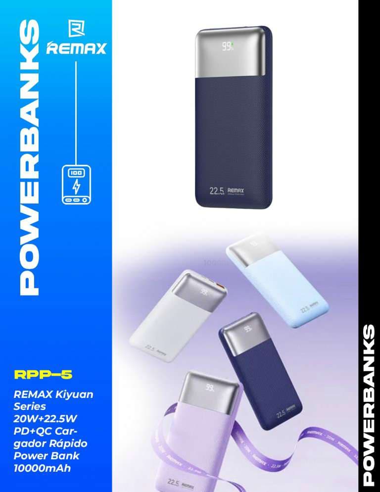 Remax Kiyuan Series 20W+22.5W PD+QC Cargador Rápido Power Bank 10000mAh