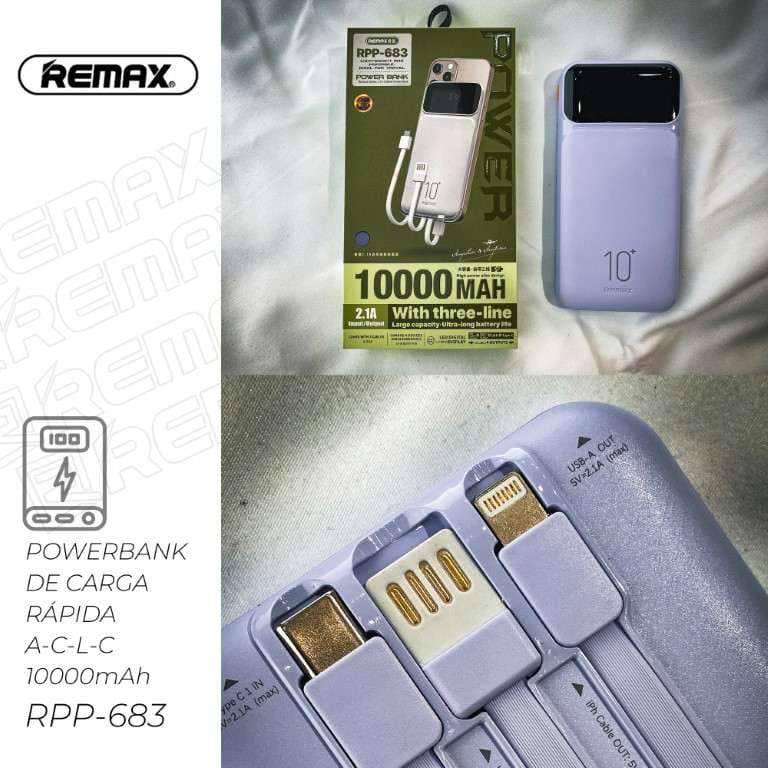 Remax Power Bank de Carga Rápida 10000mAh (A-C-L-C)